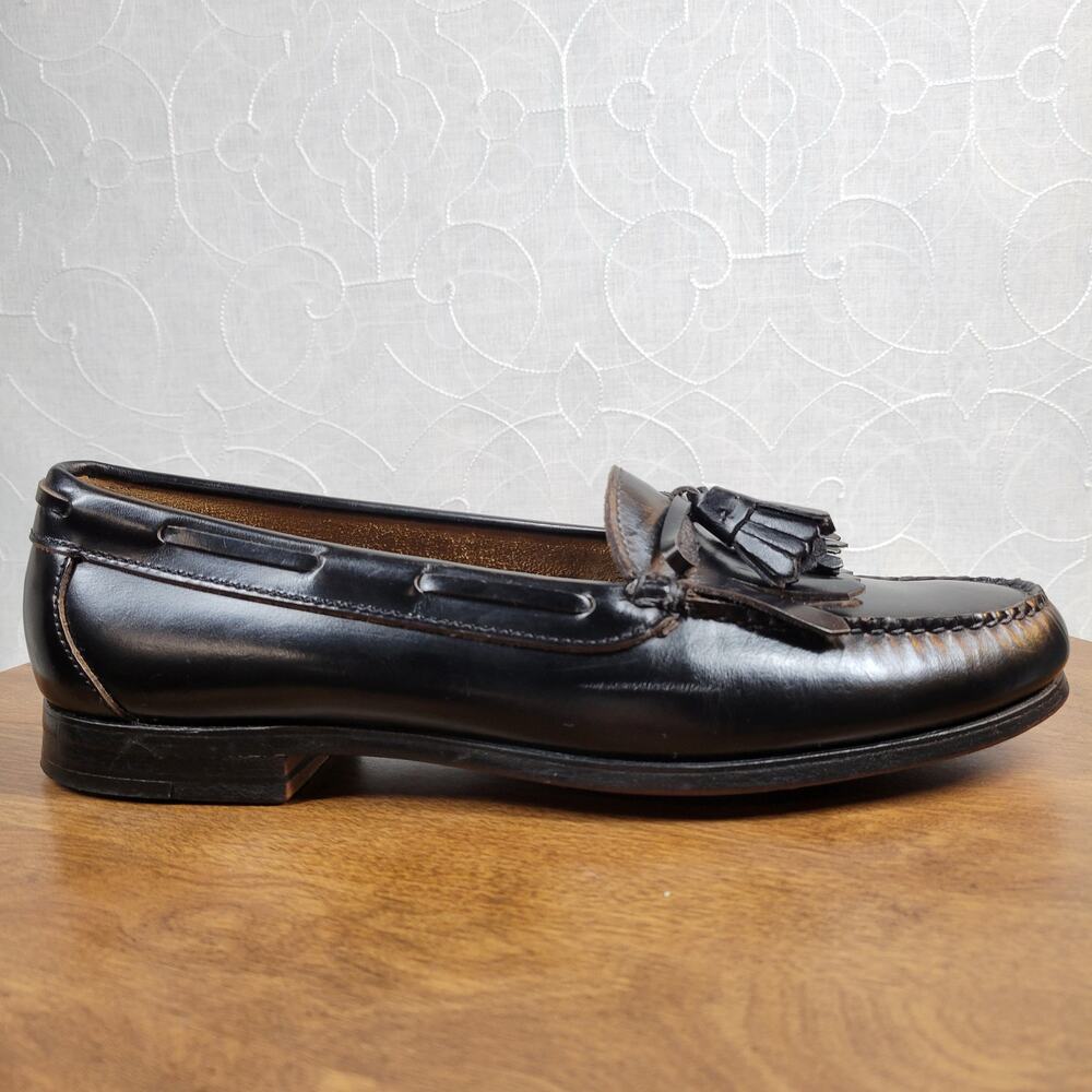 Cole Haan Mens Dress Shoes 10.5 D Black Leather Pinch Tassel Loafer Made in USA